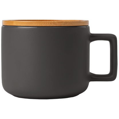 Café Virtuoso promotional mug in black laser engraved with your company logo