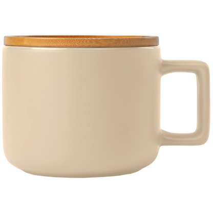 Café Virtuoso promotional mug in cream laser engraved with your company logo