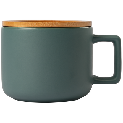 Café Virtuoso promotional mug in green laser engraved with your company logo