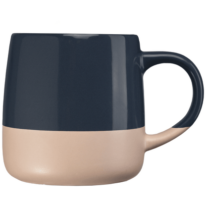 Atlas Ceramic Colour Block Mug promotional mug in navy blue printed with your company logo