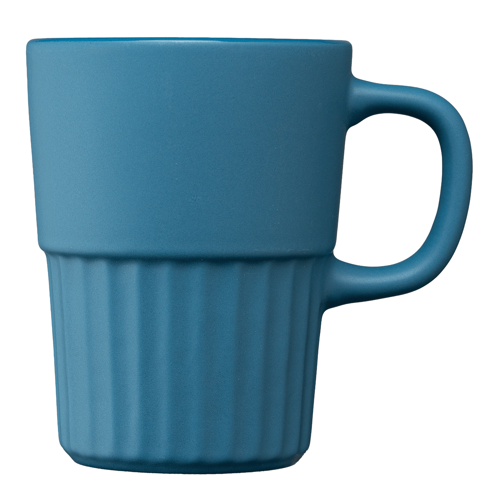 Majesty Ceramic Matte Finish Fluted Mug promotional mug in steel blue printed with your company logo