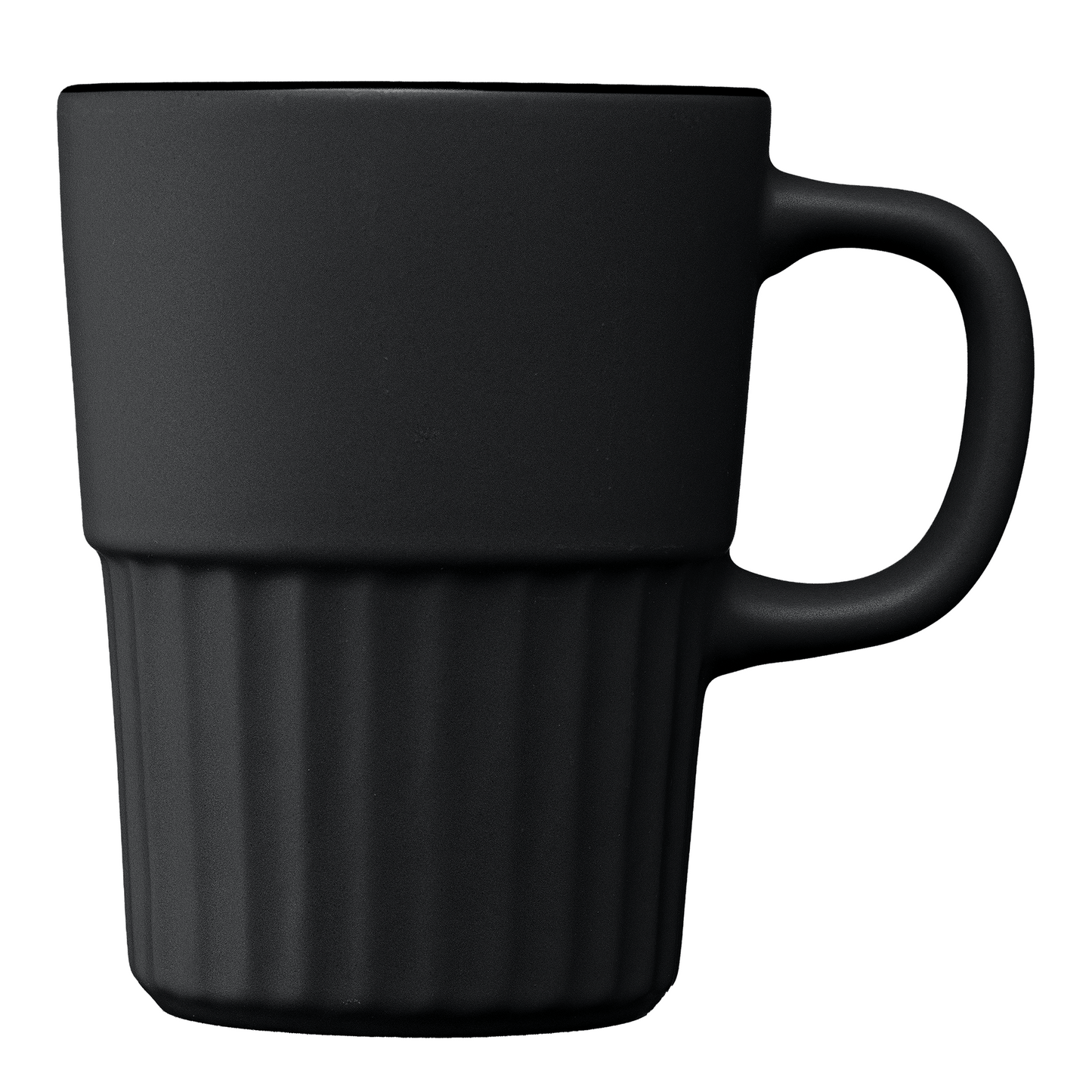 Majesty Ceramic Matte Finish Fluted Mug promotional mug in black printed with your company logo