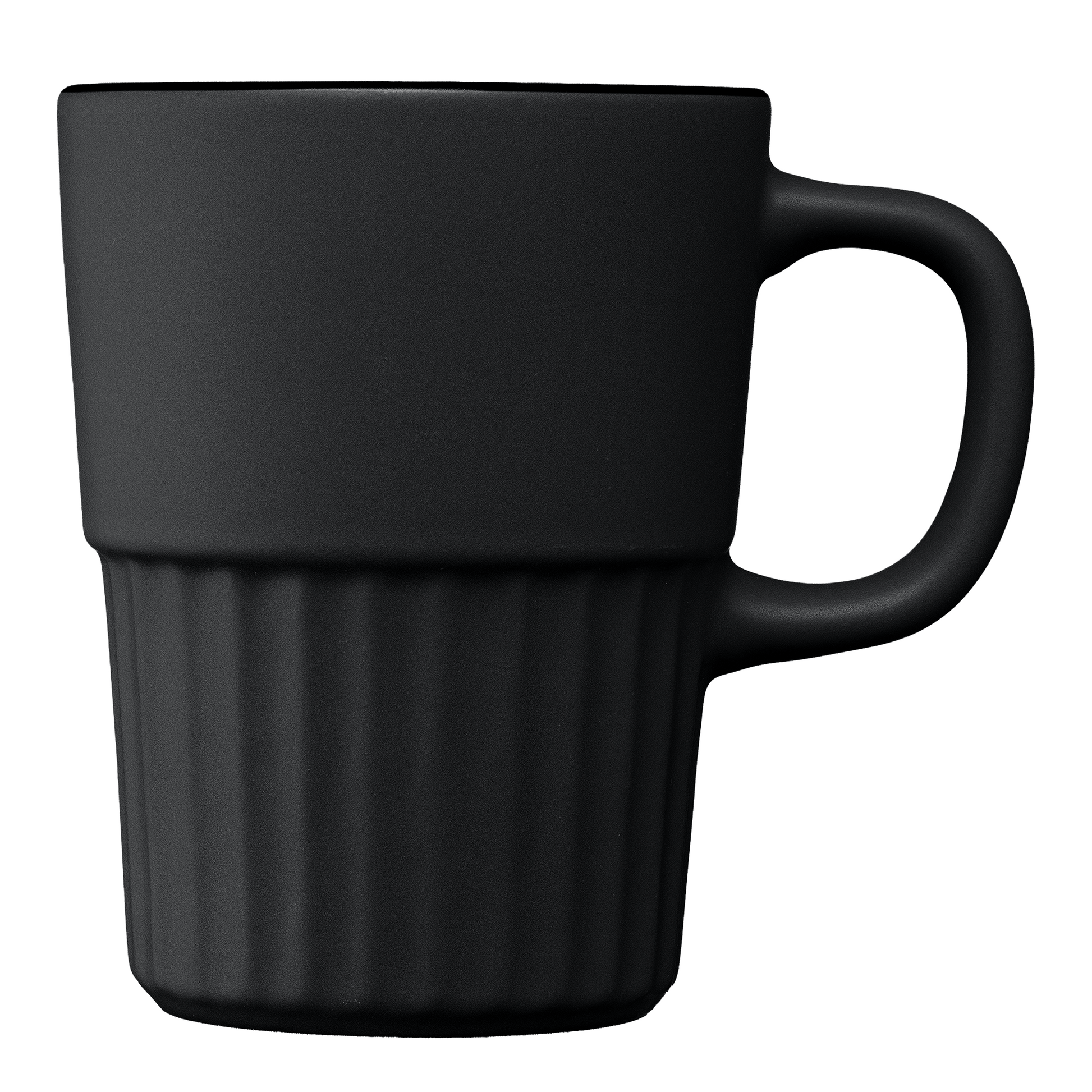 Majesty Ceramic Matte Finish Fluted Mug promotional mug in black printed with your company logo