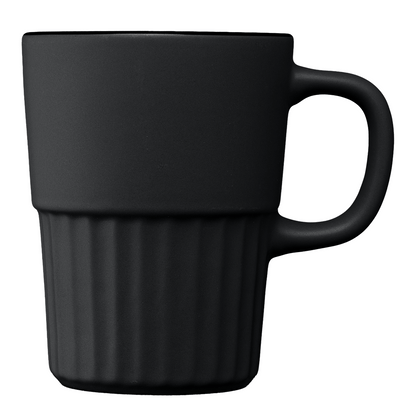 Majesty Ceramic Matte Finish Fluted Mug promotional mug in black printed with your company logo