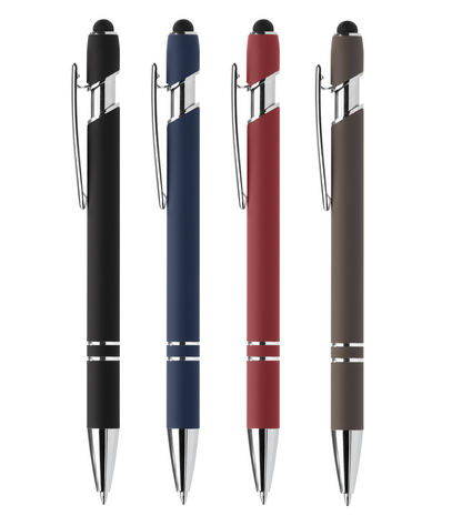 Prince Recycled Softy Pen with Stylus + Anti-Fraud Ink promotional pen in assorted colours laser engraved with your company