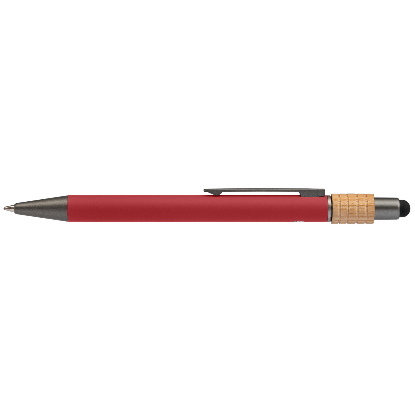 Reborn Spinner Recycled Aluminium Pen with Stylus promotional pen in red printed with your company logo