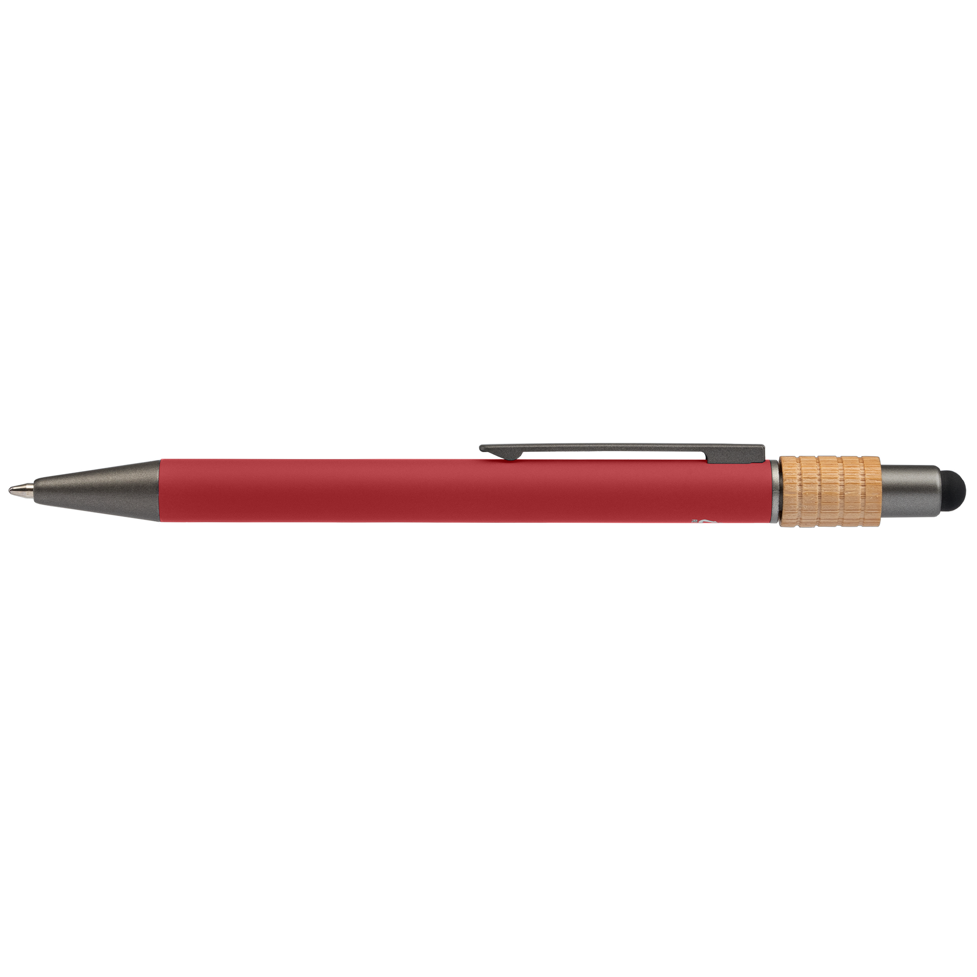 Reborn Spinner Recycled Aluminium Pen with Stylus promotional pen in red printed with your company logo