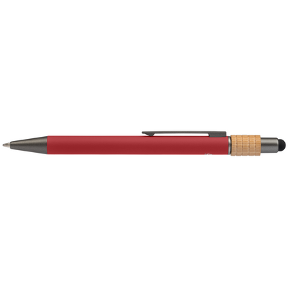 Reborn Spinner Recycled Aluminium Pen with Stylus promotional pen in red printed with your company logo