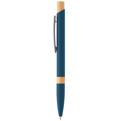 Reborn Designer Softy Recycled Aluminium Pen promotional pen in navy blue printed with your company logo