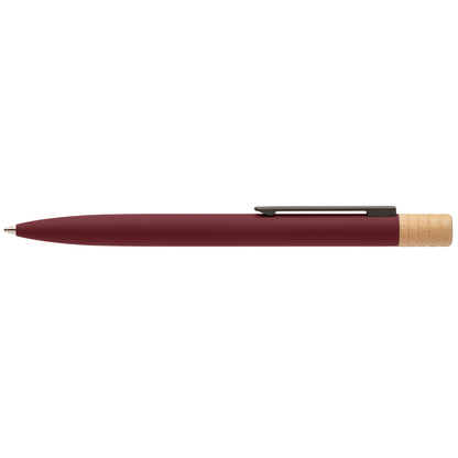 Reborn Twist Recycled Aluminium Pen promotional pen in burgundy laser engraved with your company logo