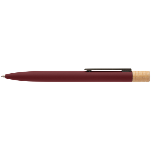 Reborn Twist Recycled Aluminium Pen promotional pen in burgundy laser engraved with your company logo
