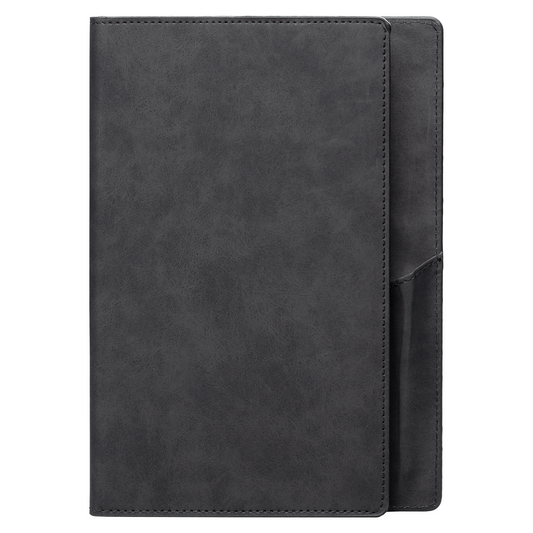 Memento PU Suede Texture Journal promotional notebook in black printed with your company logo