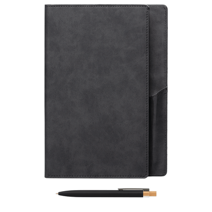 Memento Refillable Journal Set promotional notebook in black printed with your company logo