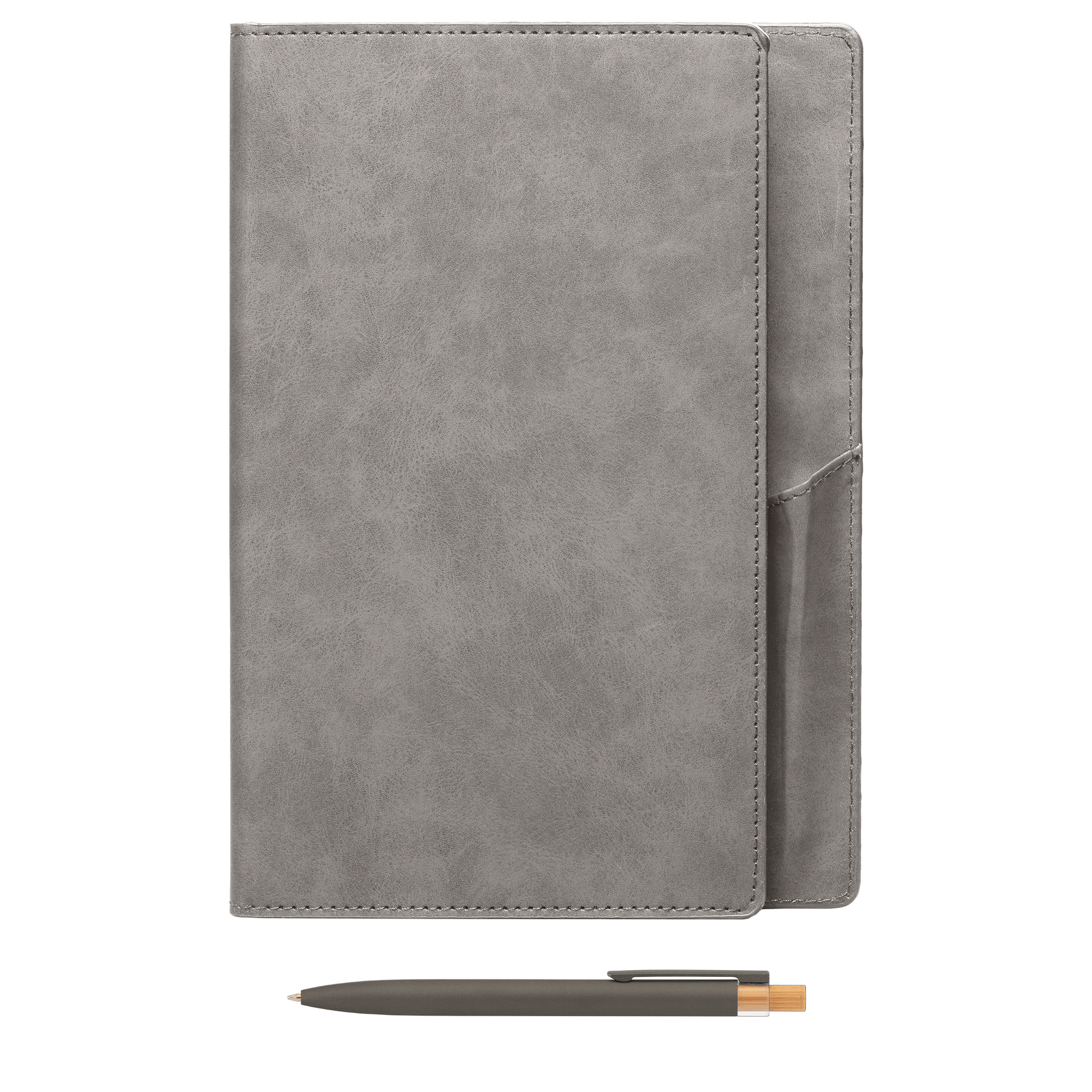 Memento Refillable Journal Set promotional notebook in cool gray printed with your company logo