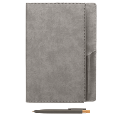 Memento Refillable Journal Set promotional notebook in cool gray printed with your company logo