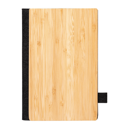 Wesen Bamboo Refillable Journal Set promotional notebook in black laser engraved with your company logo