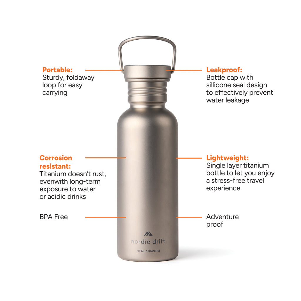 Nordic Drift Trail Ultra Light Titanium 600ml Water Bottle