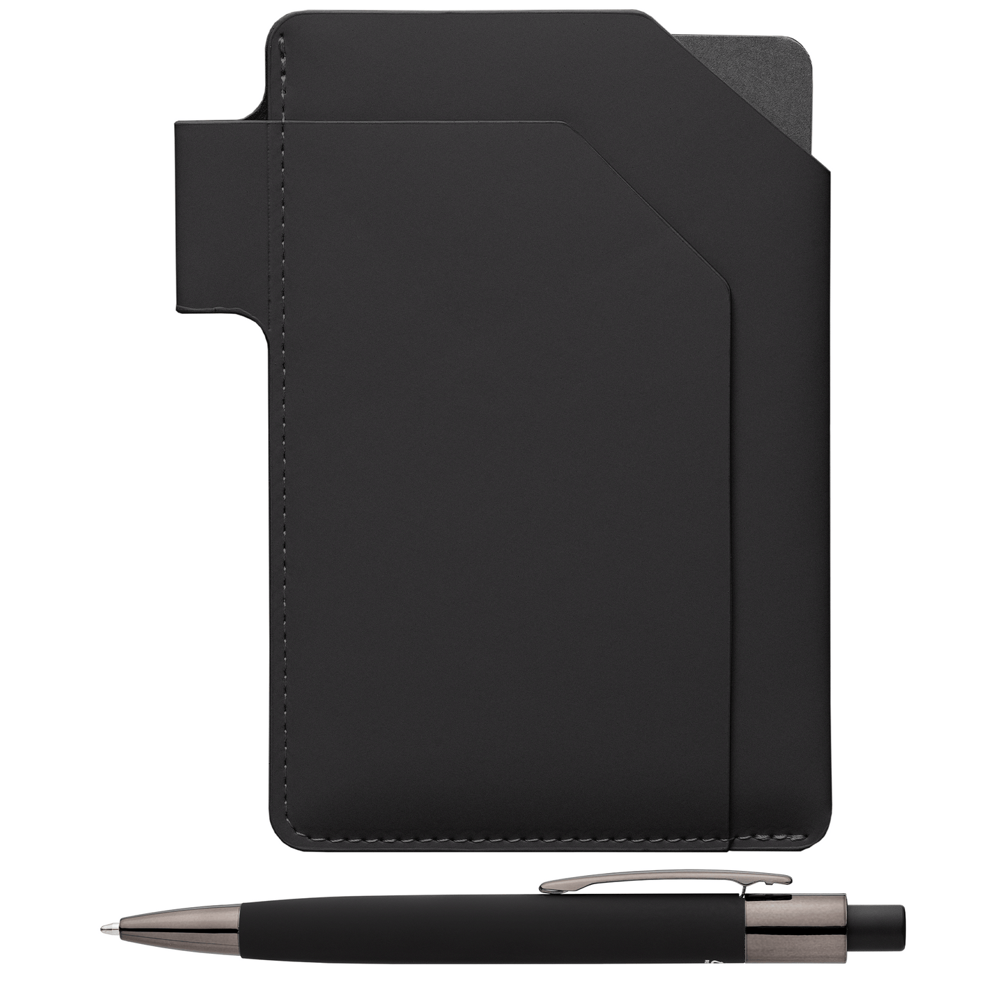 Malmö PU Passport Holder Set promotional writing set in black printed with your company logo