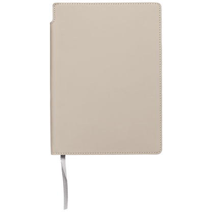 Malmö Recycled Soft Cover Extended Journal promotional notebook in dune warm grey printed with your company logo