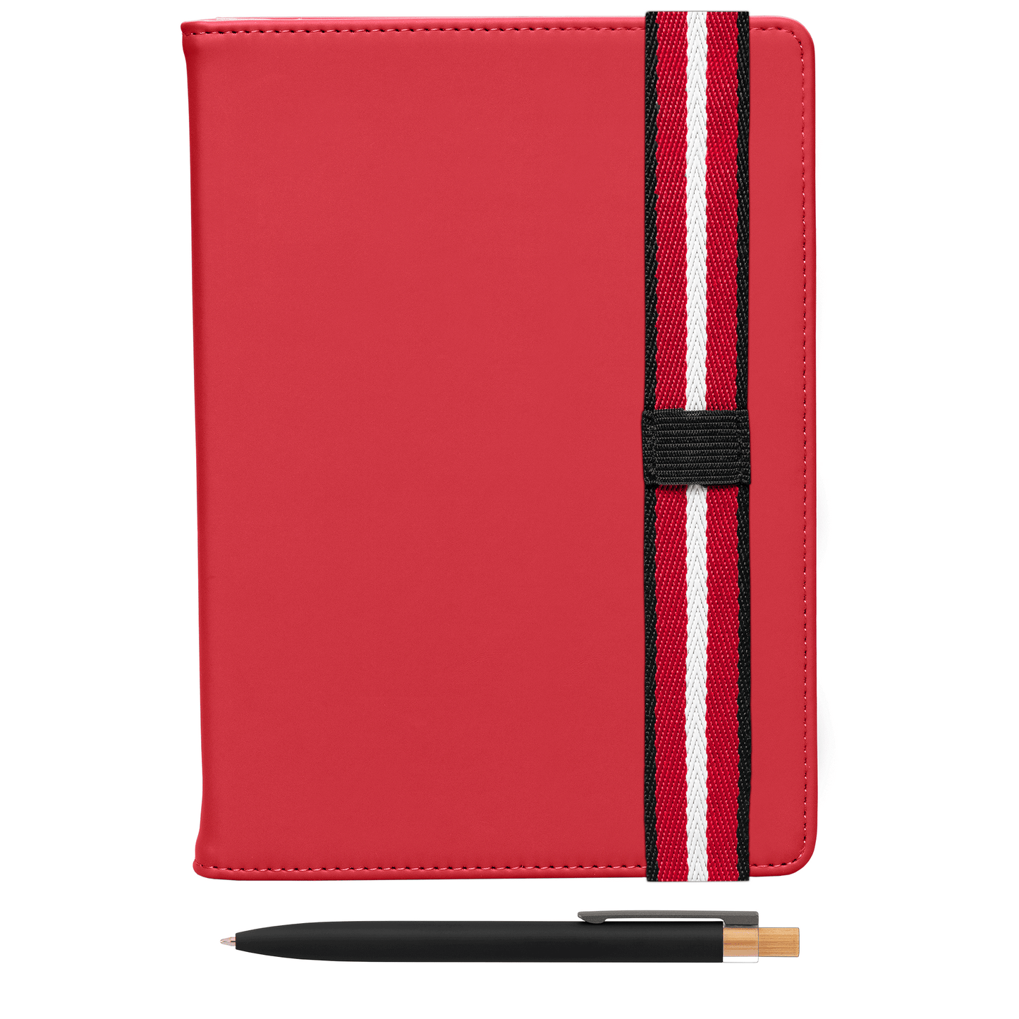 Newport Recycled Chevron Refillable Journal Pen Set promotional notebook in red printed with your company logo