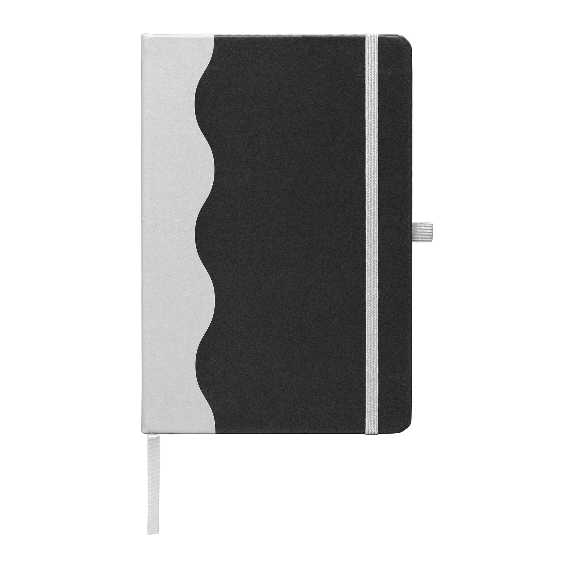 Grete Recycled Wave Pattern Journal promotional notebook in black printed with your company logo