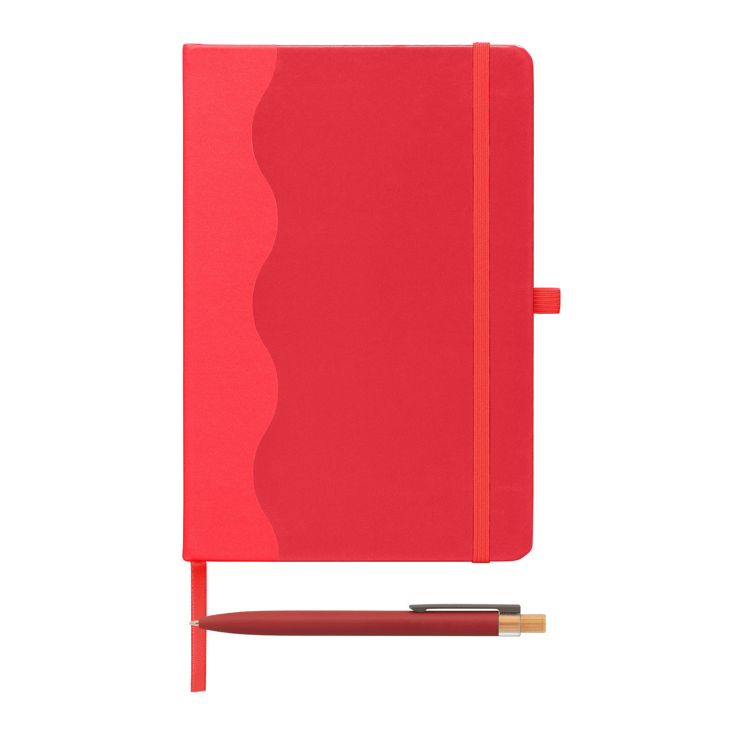 Grete Recycled Wave Pattern Journal Pen Set promotional notebook in red printed with your company logo