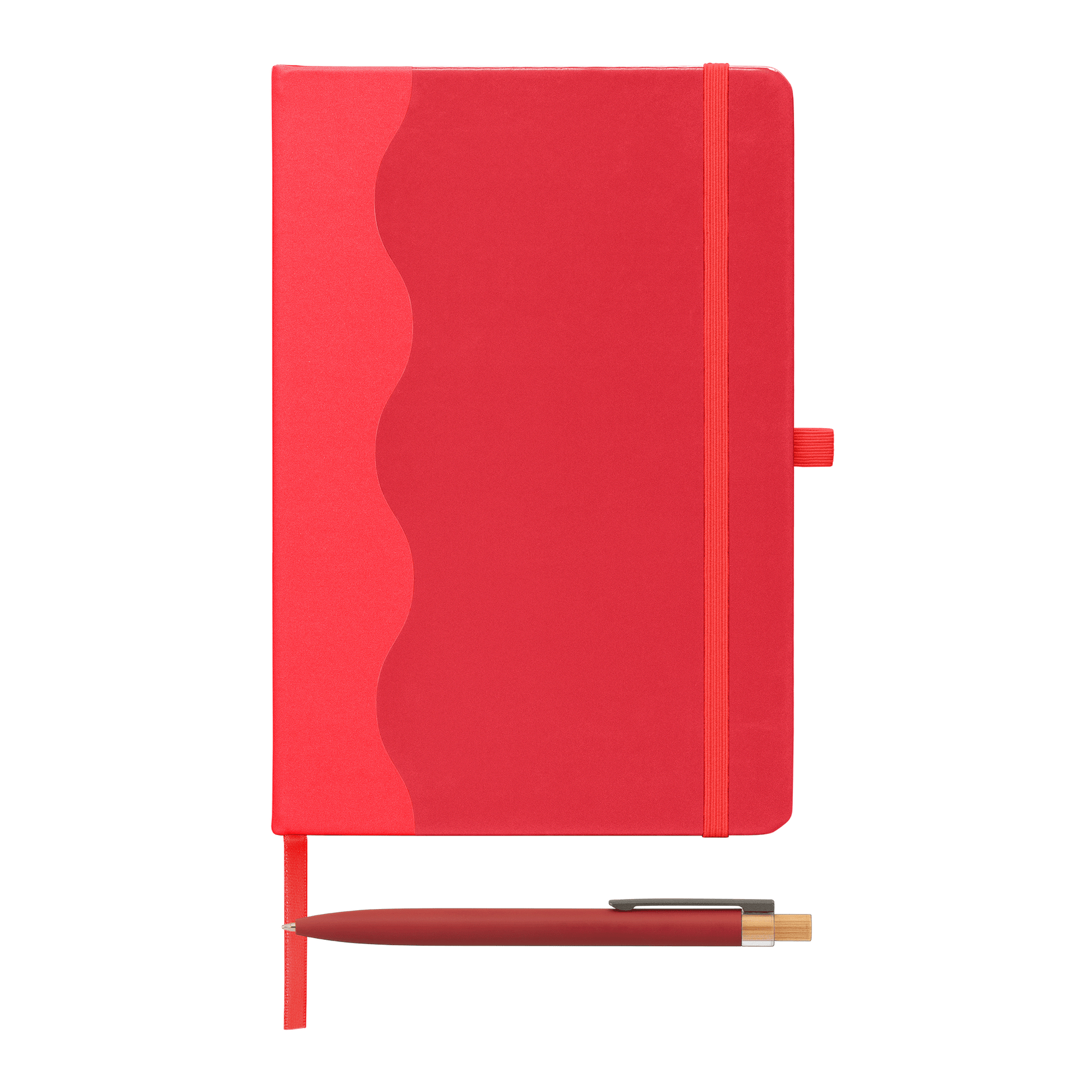 Grete Recycled Wave Pattern Journal Pen Set promotional notebook in red printed with your company logo