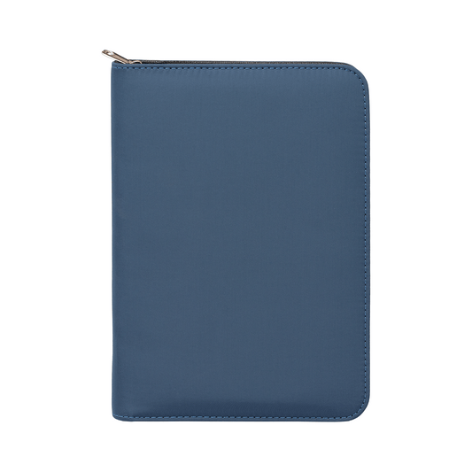 Aurelia Recycled Gold Zip Portfolio promotional document folder in navy blue printed with your company logo