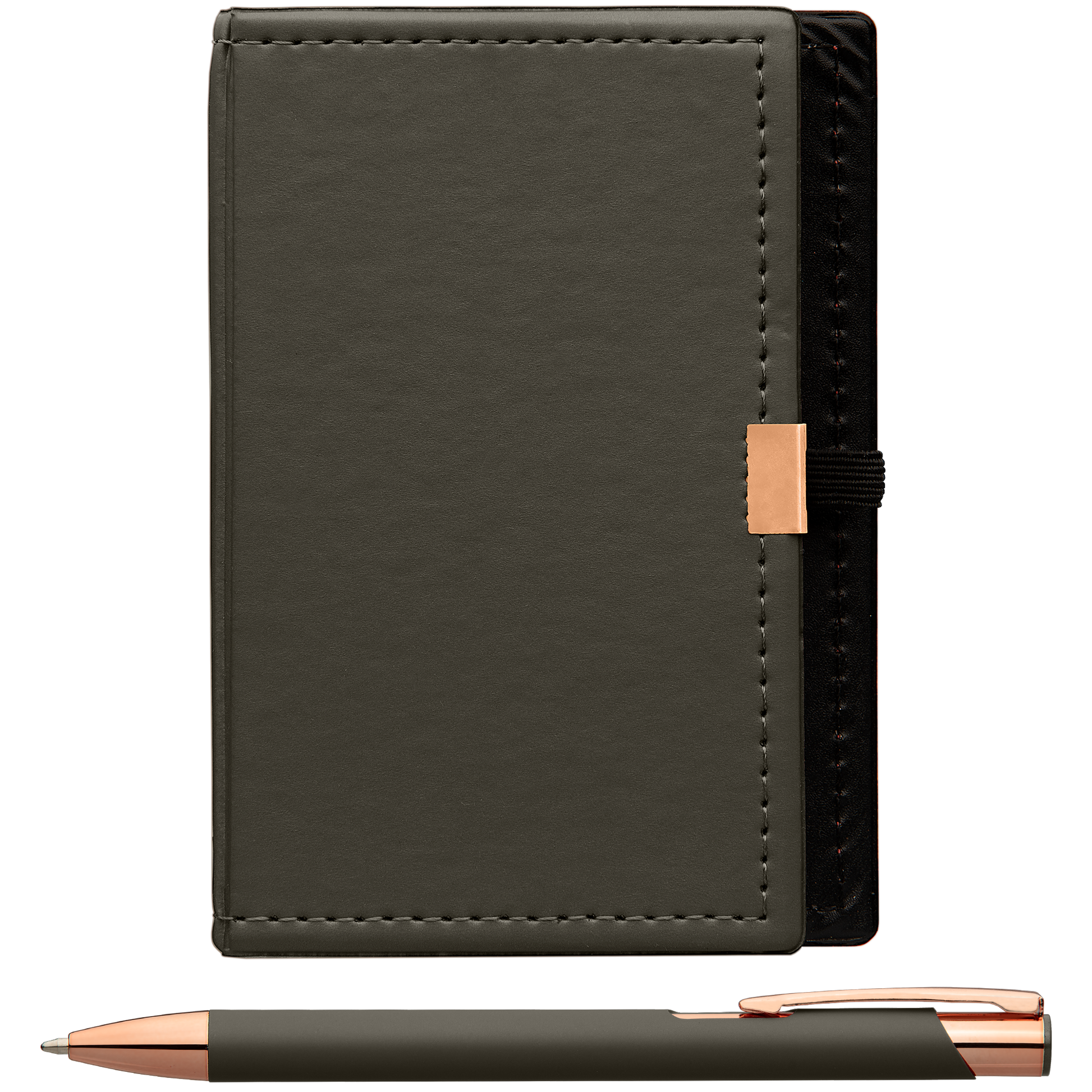 Note Caddy & Crosby Rose Gold Pen Gift set promotional writing set in gunmetal printed with your company logo