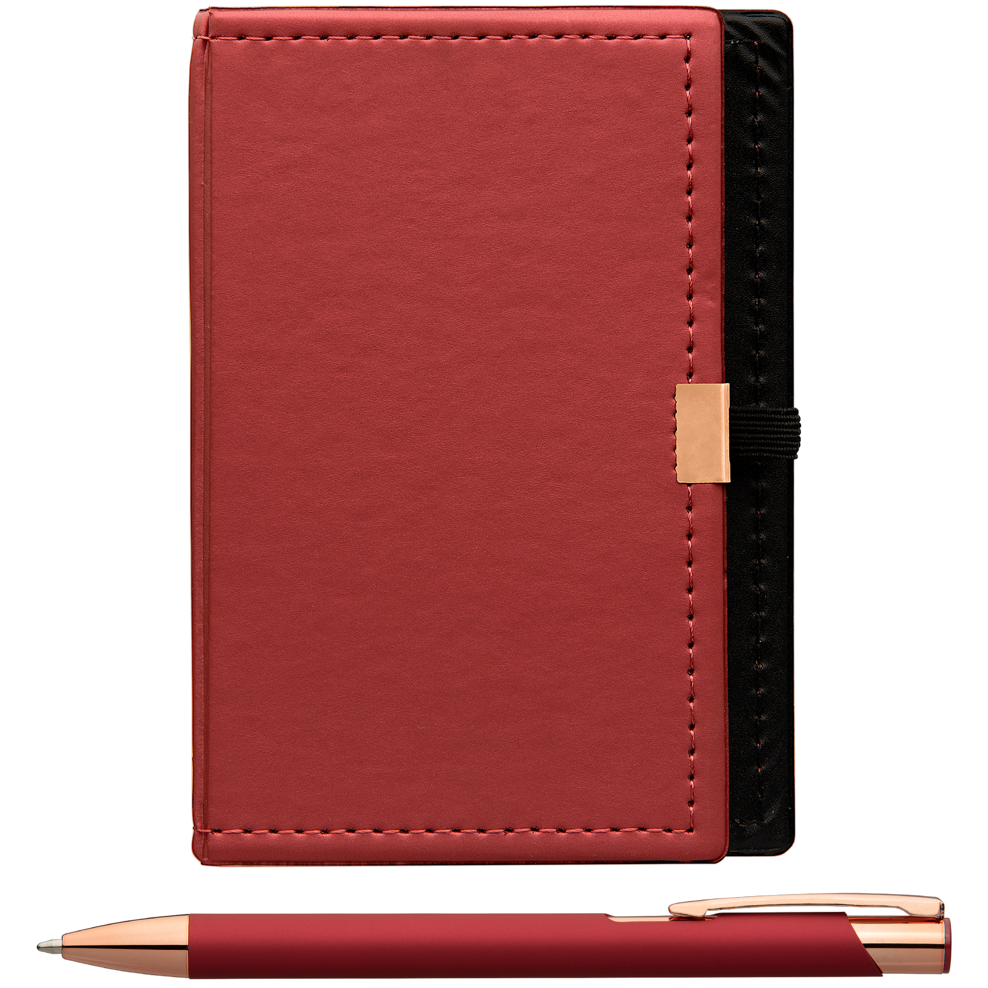 Note Caddy & Crosby Rose Gold Pen Gift set promotional writing set in red printed with your company logo