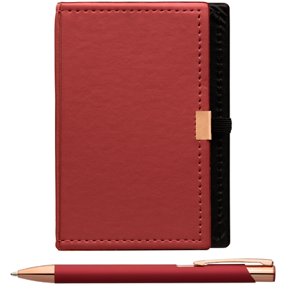 Note Caddy & Crosby Rose Gold Pen Gift set promotional writing set in red printed with your company logo