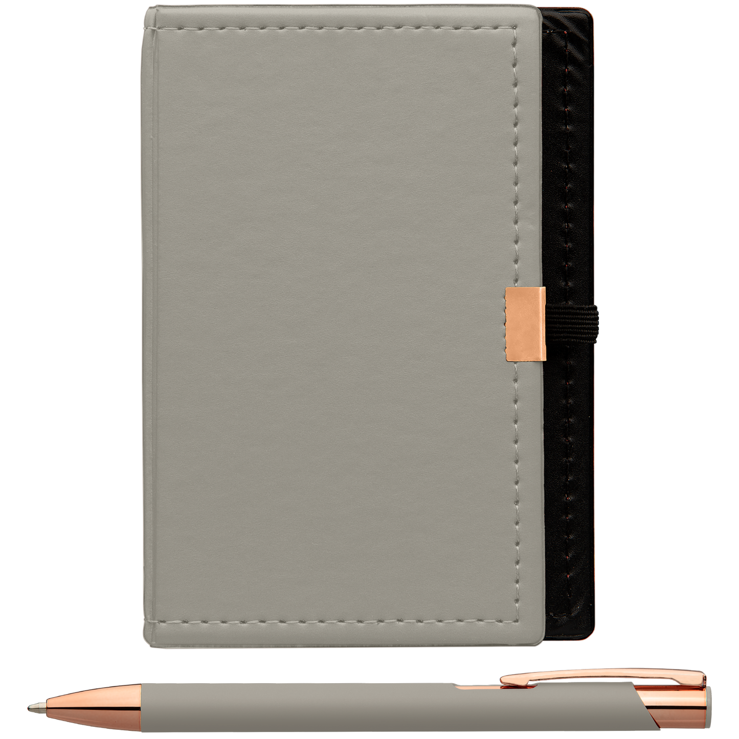 Note Caddy & Crosby Rose Gold Pen Gift set promotional writing set in silver printed with your company logo