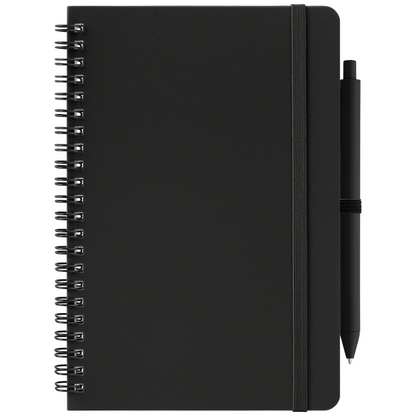 Höga Repreve® Spiral Jotter Notepad promotional notebook in black printed with your company logo