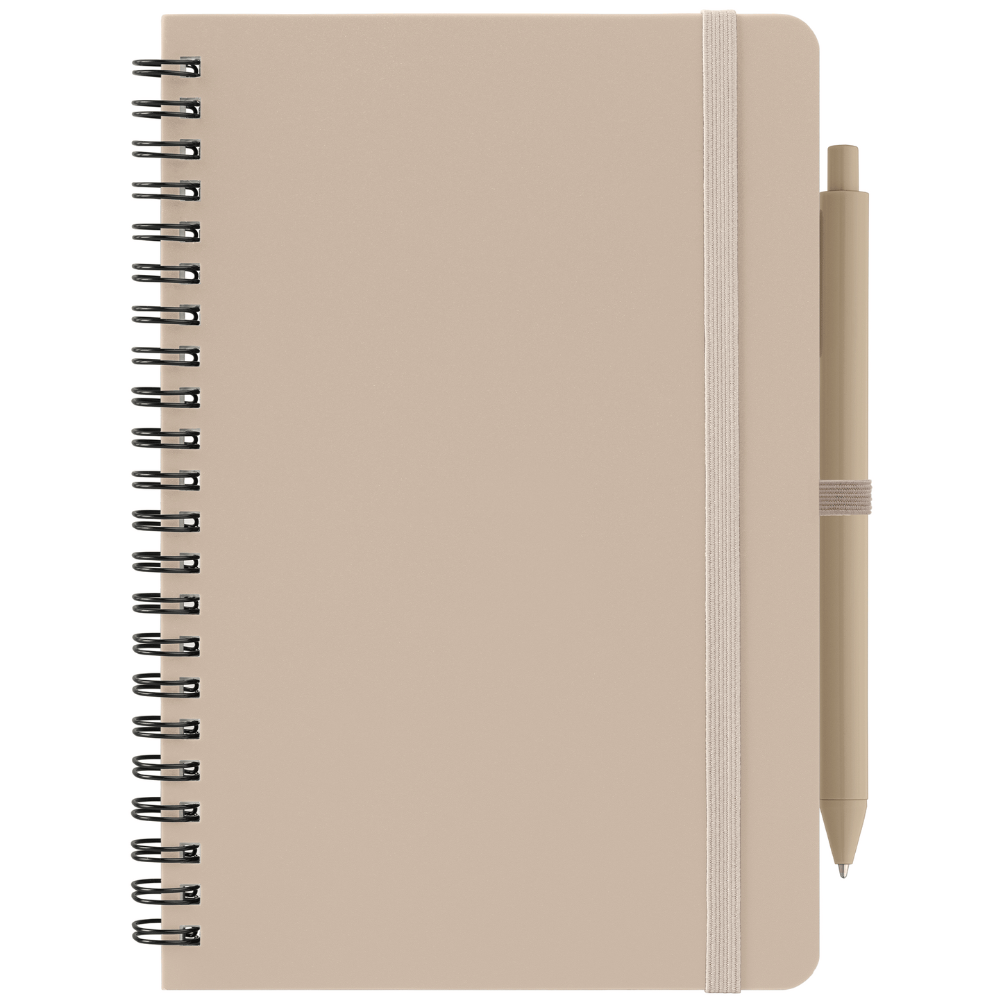 Höga Repreve® Spiral Jotter Notepad promotional notebook in dune warm grey printed with your company logo