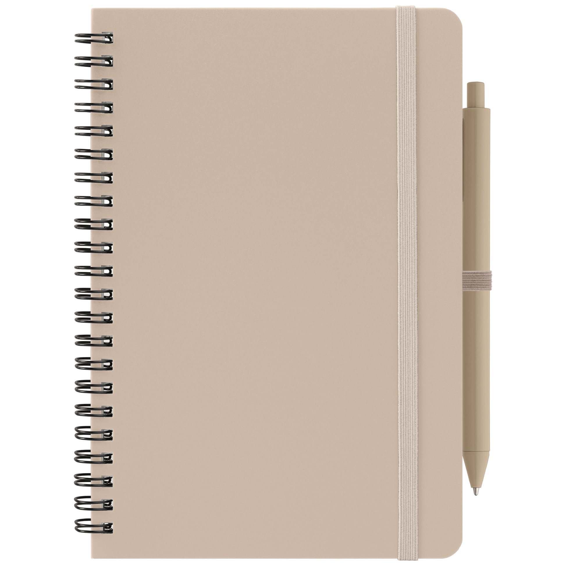 Höga Repreve® Spiral Jotter Notepad promotional notebook in dune warm grey printed with your company logo
