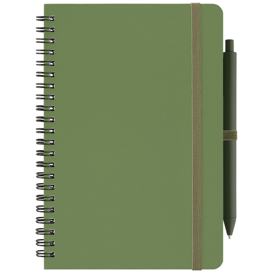 Höga Repreve® Spiral Jotter Notepad promotional notebook in forest green printed with your company logo