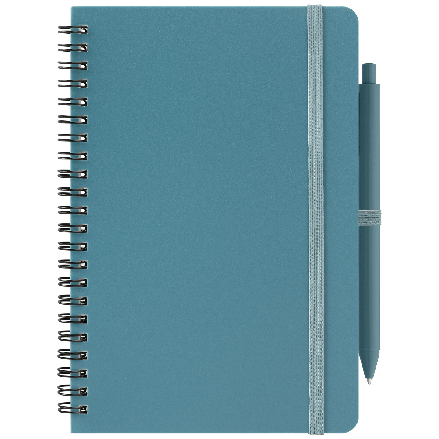 Höga Repreve® Spiral Jotter Notepad promotional notebook in steel blue printed with your company logo