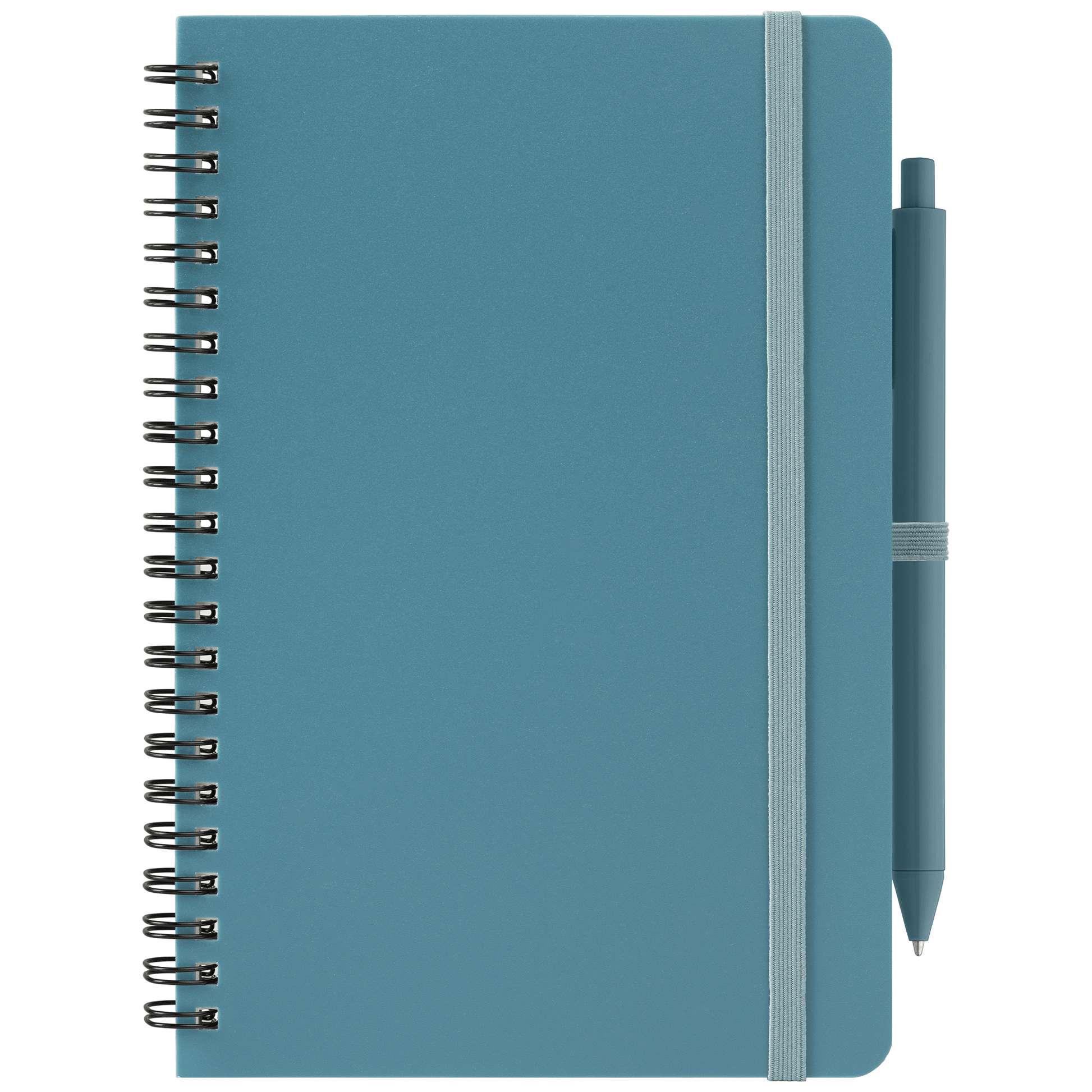 Höga Repreve® Spiral Jotter Notepad promotional notebook in steel blue printed with your company logo