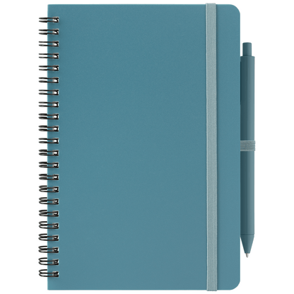 Höga Repreve® Spiral Jotter Notepad promotional notebook in steel blue printed with your company logo