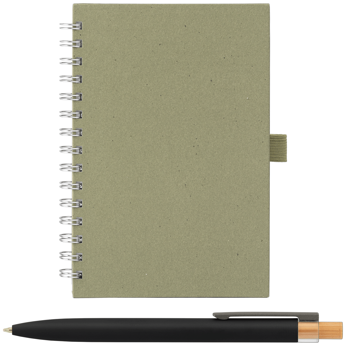Terra Recycled Milk Carton Hard Cover Spiral A5 Notebook & Reborn Pen Set promotional notebook in sage printed with your