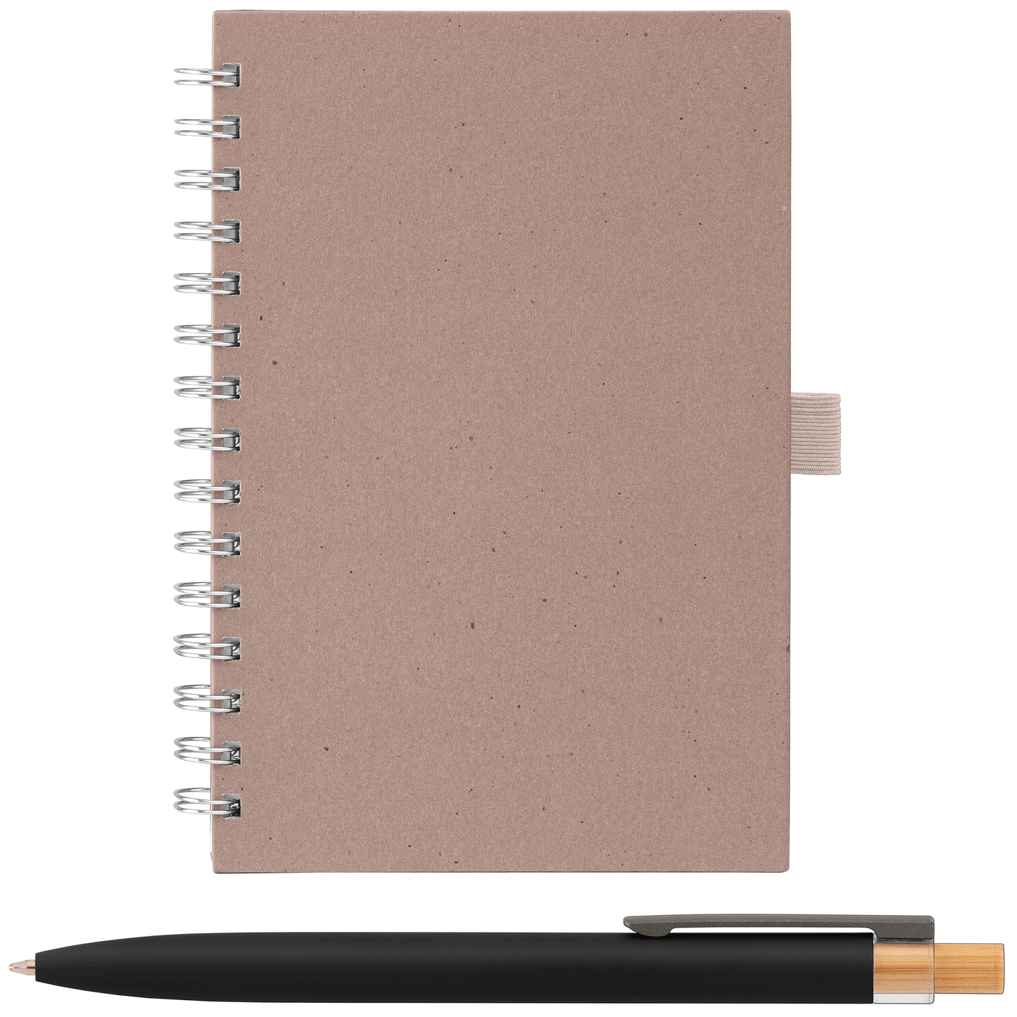 Terra Recycled Milk Carton Hard Cover Spiral A5 Notebook & Reborn Pen Set promotional notebook in dune warm grey printed