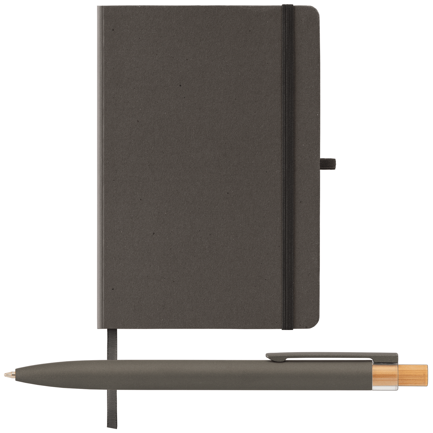 Terra Recycled Milk Carton Hard Cover A5 Notebook & Reborn Pen Set promotional notebook in black printed with your company