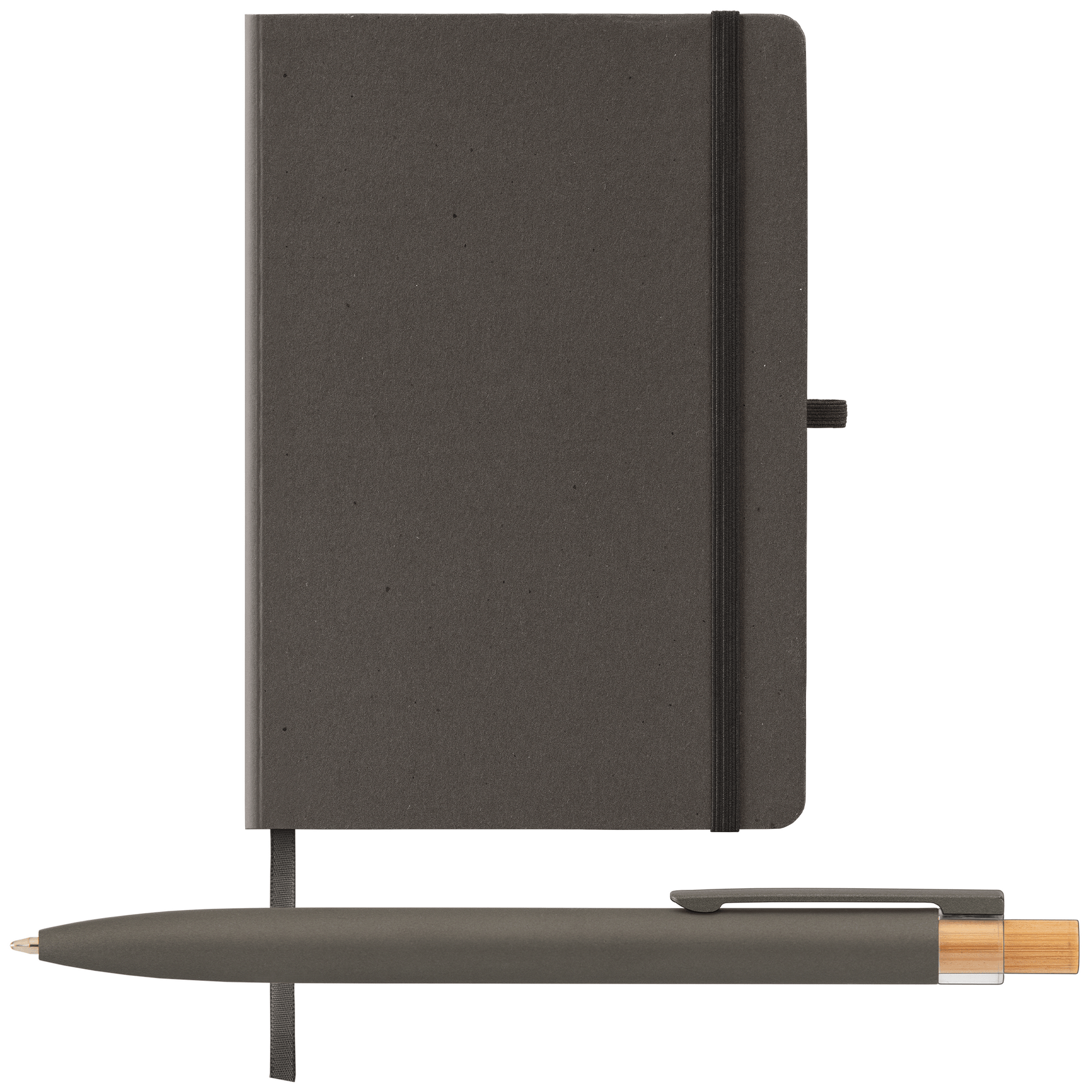 Terra Recycled Milk Carton Hard Cover A5 Notebook & Reborn Pen Set promotional notebook in black printed with your company