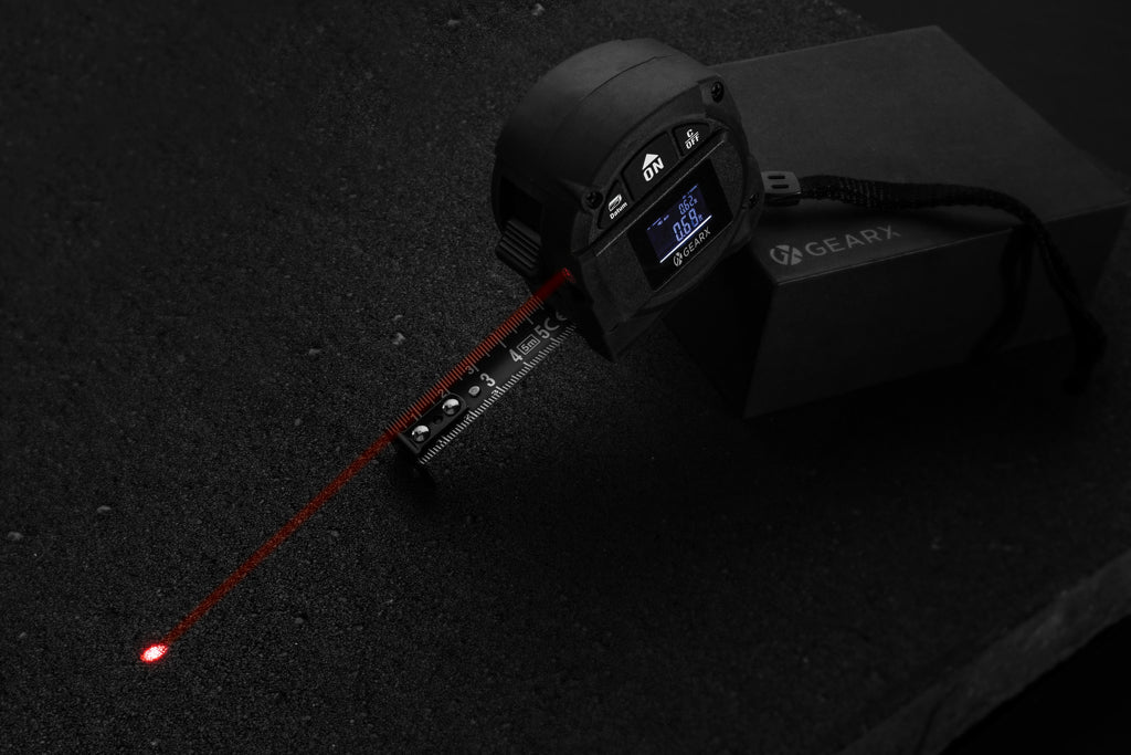 Gear X measuring 5M tape with 30M laser
