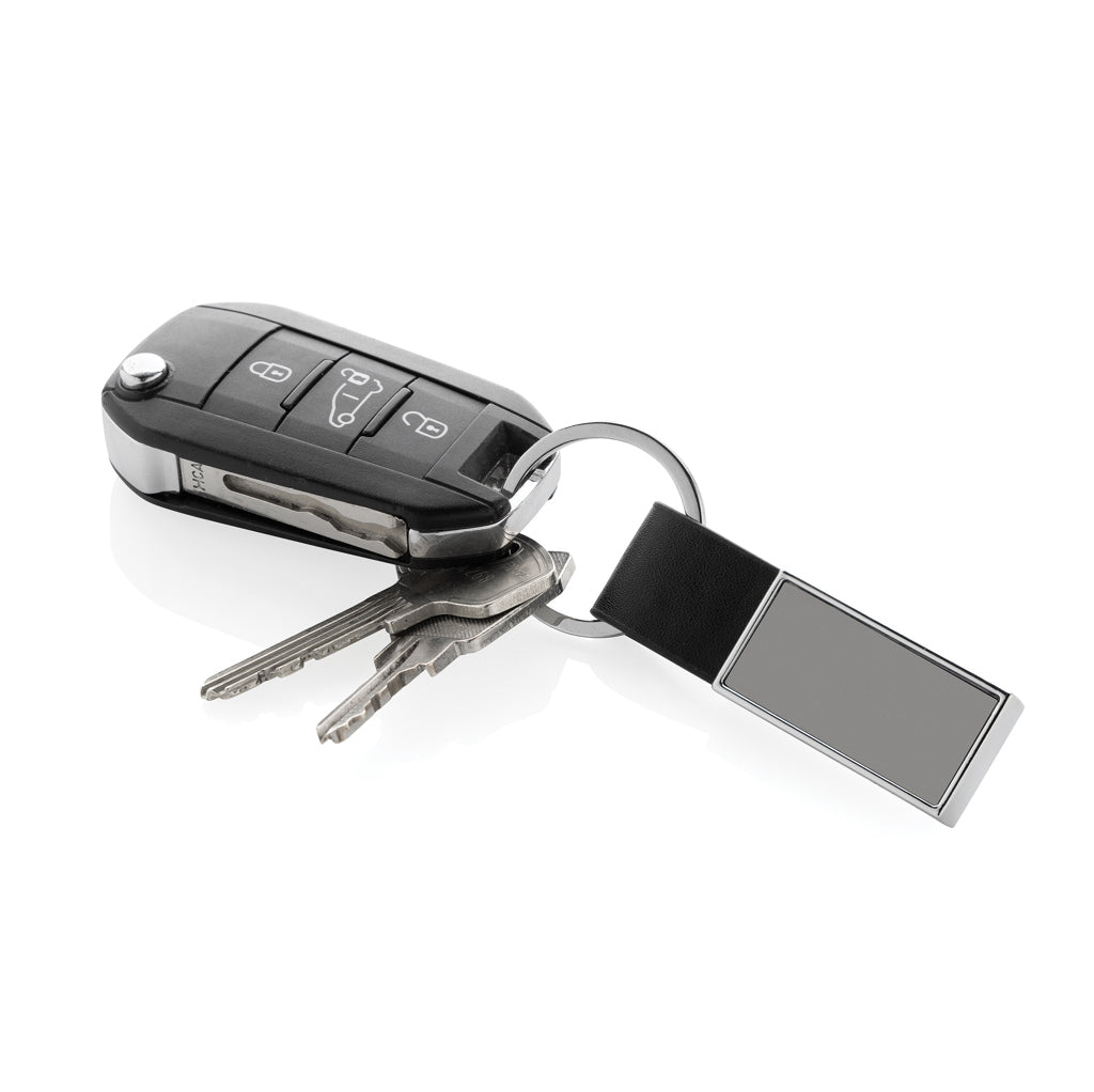 Luxury PU keychain RCS recycled zinc alloy