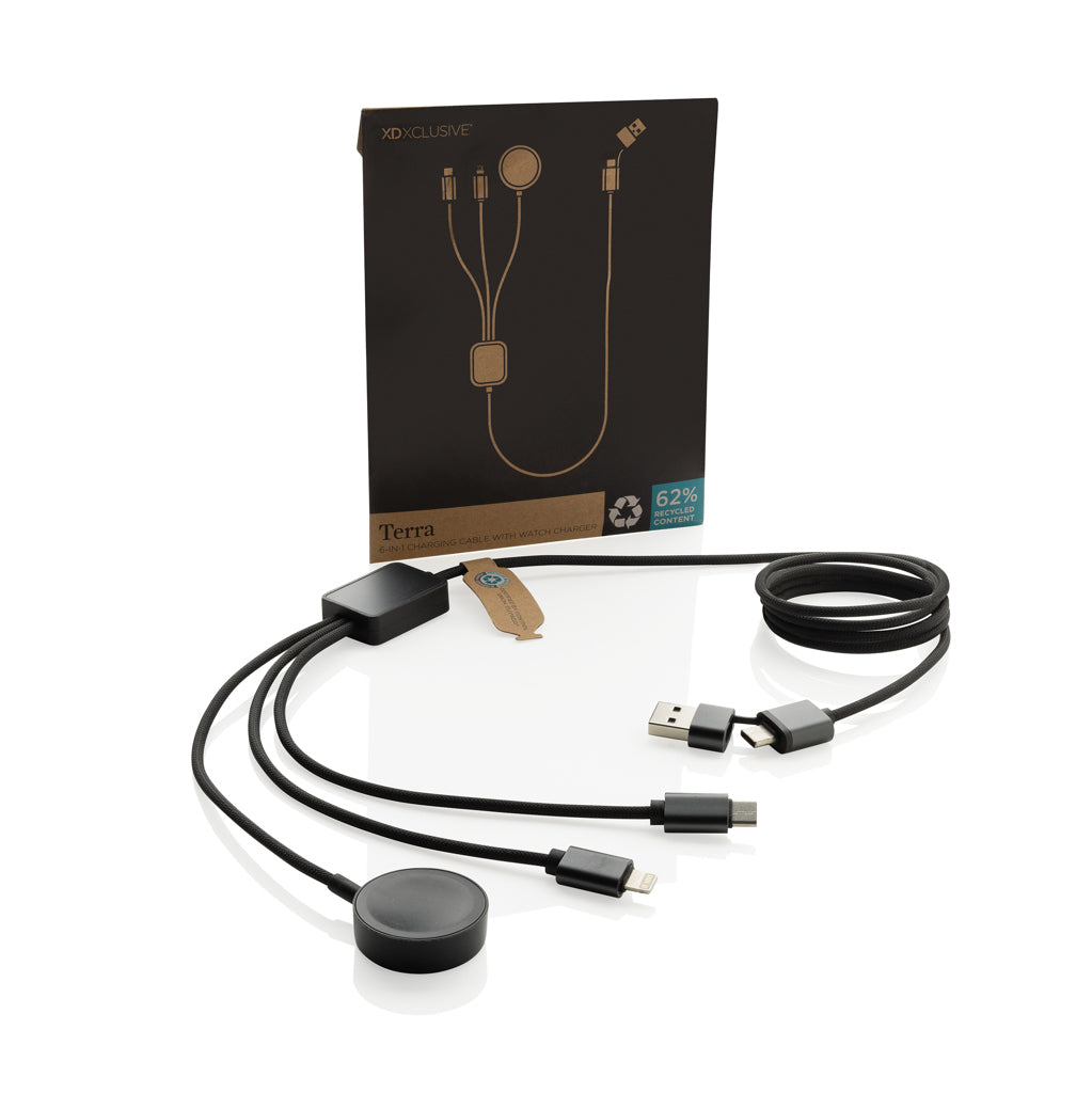 Terra RCS rPET 6-in-1 60W charging cable with watch charger