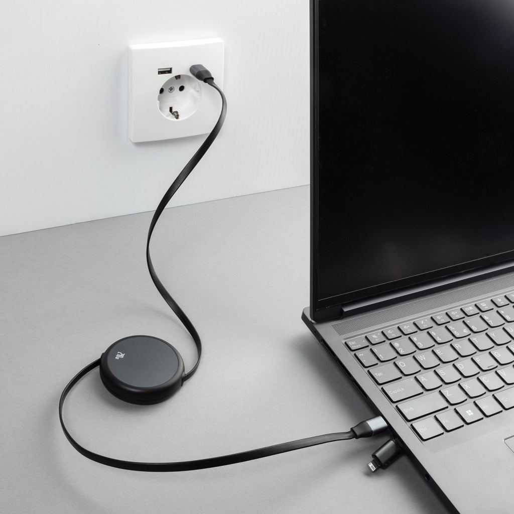 Terra RCS recycled aluminium retractable 240W 2-in-1 cable