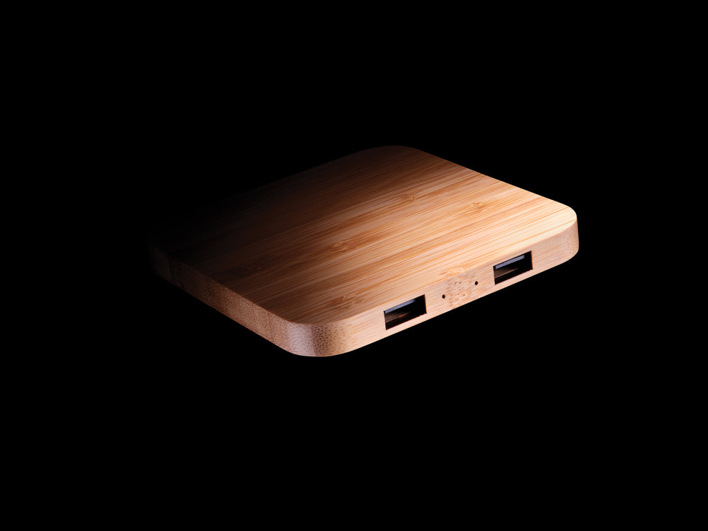Bamboo 5W wireless charger with USB