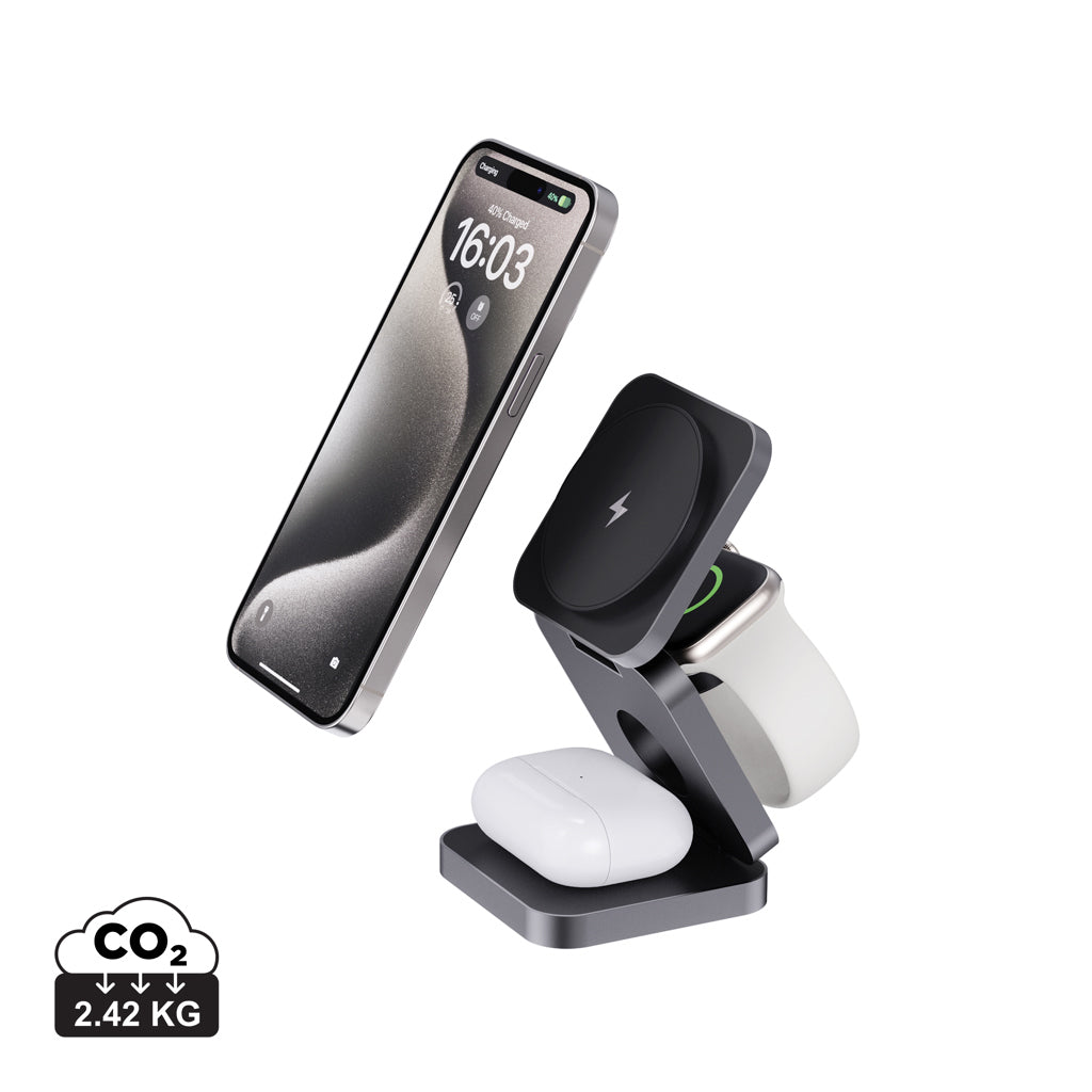 Terra RCS recycled aluminium foldable 3 in 1 15W charger