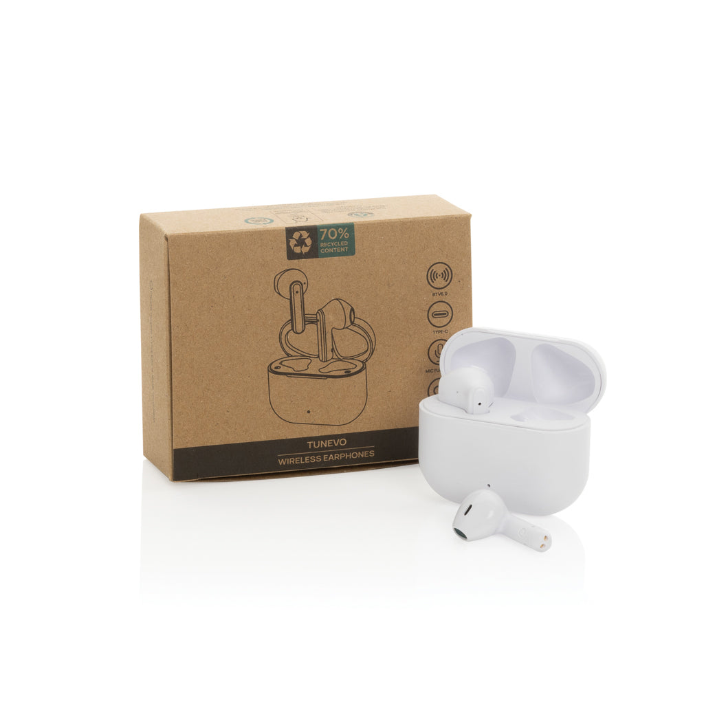 Tunevo RCS recycled plastic wireless earbuds
